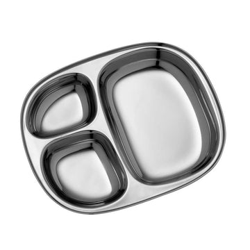 Pulito SteelLunchTray Divided Plate - Stainless Steel - Small 