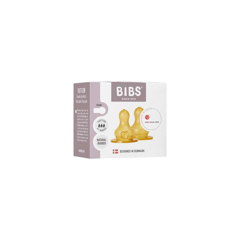 BIBS Μπουκάλι - Αξεσουάρ - Θηλή - Λάτεξ/Στρογγυλή - 2-Πακέτο - Σταθερή ροή 