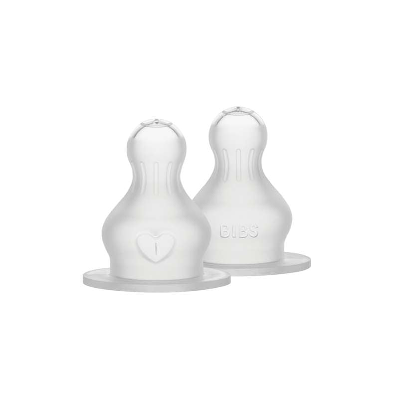 BIBS Flasche - Zubehör - Saugnippel - Silikon/Rund - 2er-Pack - Starker Fluss 