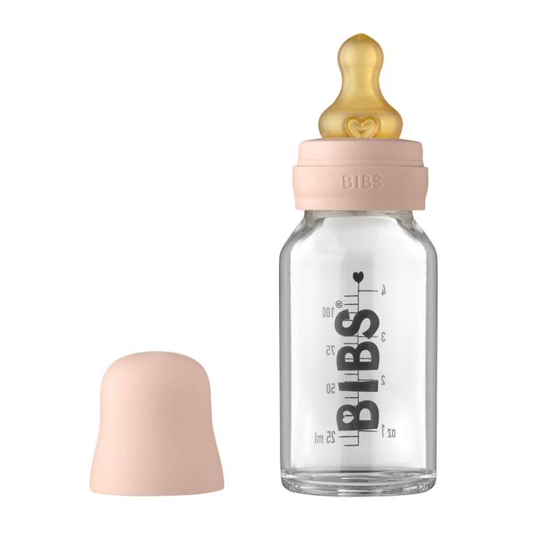 BIBS Bottle - Pacifier Bottle Set - Glass - Latex/Round - 110 ml. - Blush 