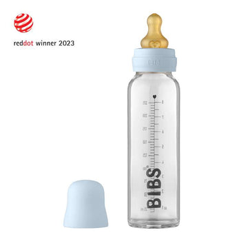BIBS Boca - Set za dojenje - Staklo - Lateks/Runda - 225 ml. - Baby Blue 