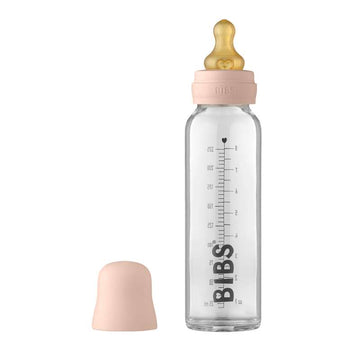BIBS Μπουκάλι - Σετ πιπίλας - Γυαλί - Λάτεξ/Στρογγυλό - 225 ml. - Ροδοκόκκινο 