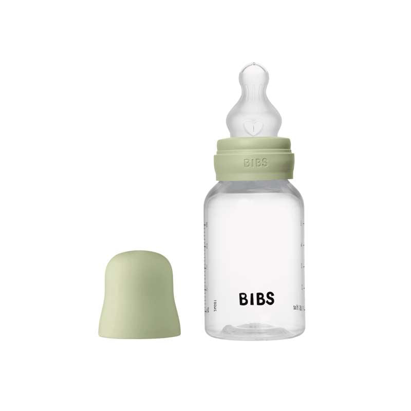 BIBS Üveg - Cumisüveg készlet - Műanyag - Szilikon/Lassú áramlás/Kerek - 150 ml. - Zsálya 