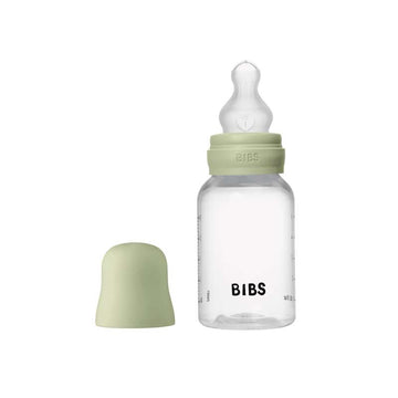 BIBS Üveg - Cumisüveg készlet - Műanyag - Szilikon/Lassú áramlás/Kerek - 150 ml. - Zsálya 