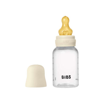 BIBS Flaske - Smokkeflaskesett - Plast - Latex/Sakte Flyt/Rund - 150 ml. - Elfenben 