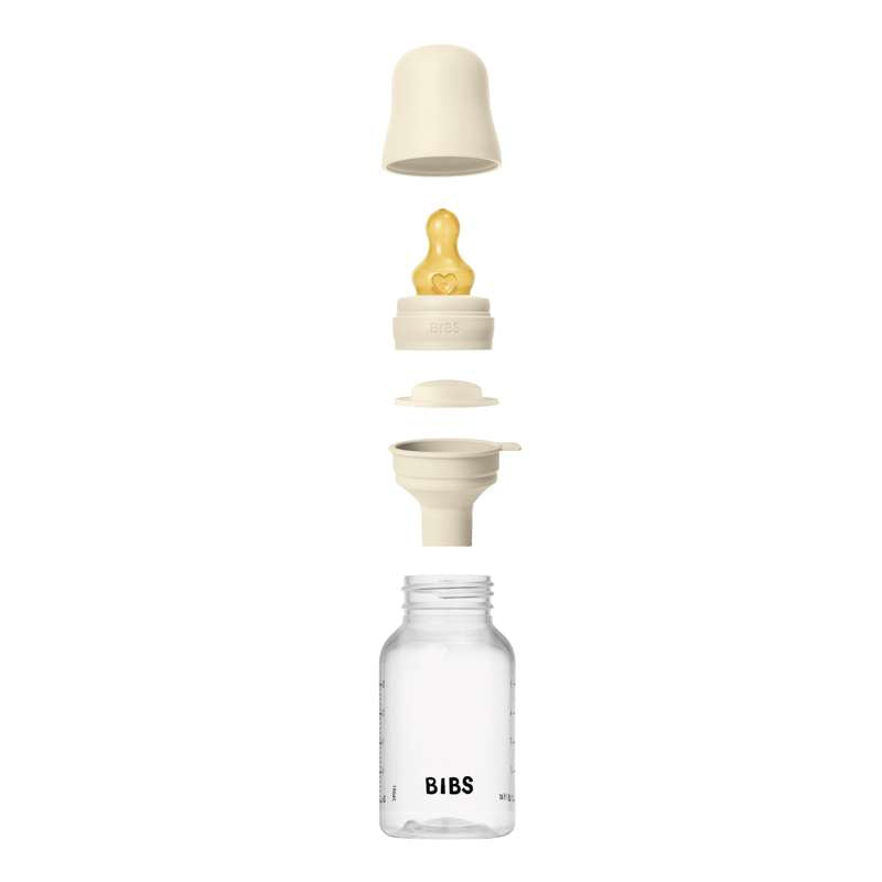 BIBS Bottle - Baby bottle set - Plastic - Latex/Slow Flow/Round - 150 ml. - Ivory 