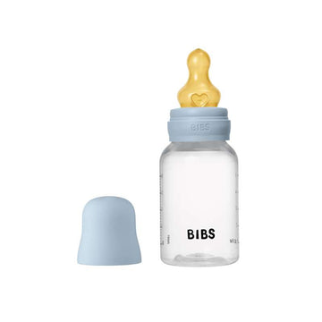 BIBS Bouteille - Ensemble de biberons - Plastique - Latex/Débit lent/Rond - 150 ml. - Bleu bébé 
