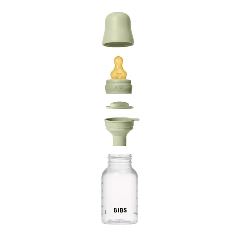 BIBS Flaske - Sutteflaskesett - Plast - Lateks/Slow Flow/Rund - 150 ml. - Salvia 