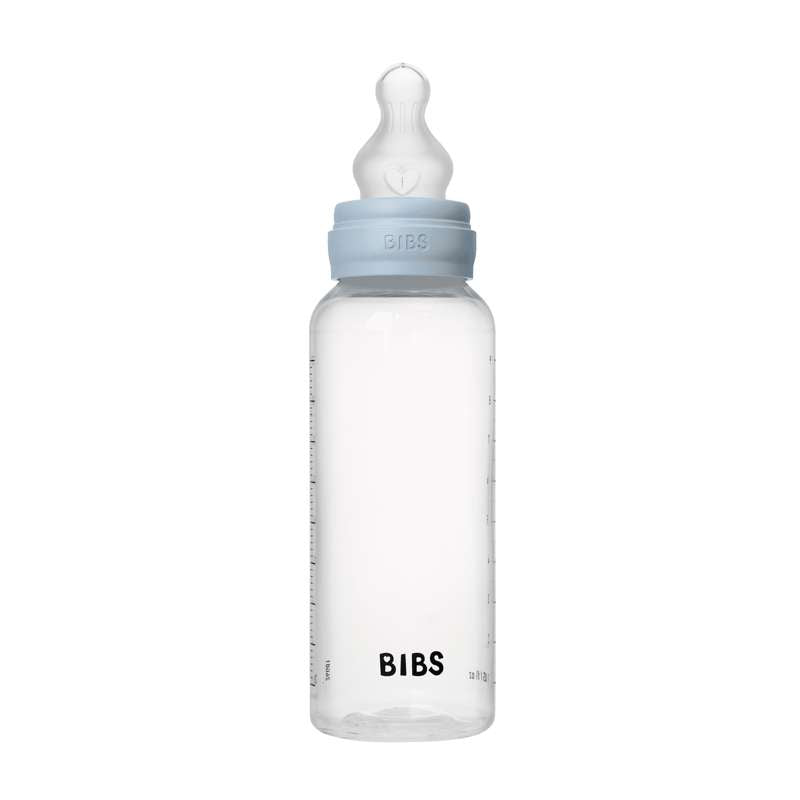BIBS Flaske - Sutteflaskesett - Plast - Silikon/Medium Flow/Rund - 270 ml. - Baby Blue 