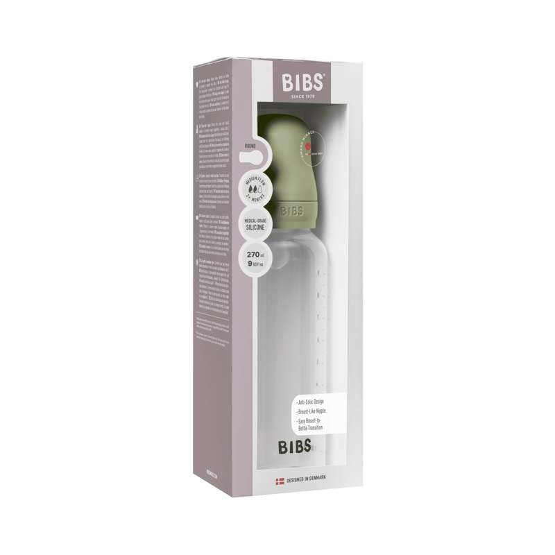 BIBS Flaske - Sutteflaskesett - Plast - Silikon/Medium Flow/Rund - 270 ml. - Salvie 