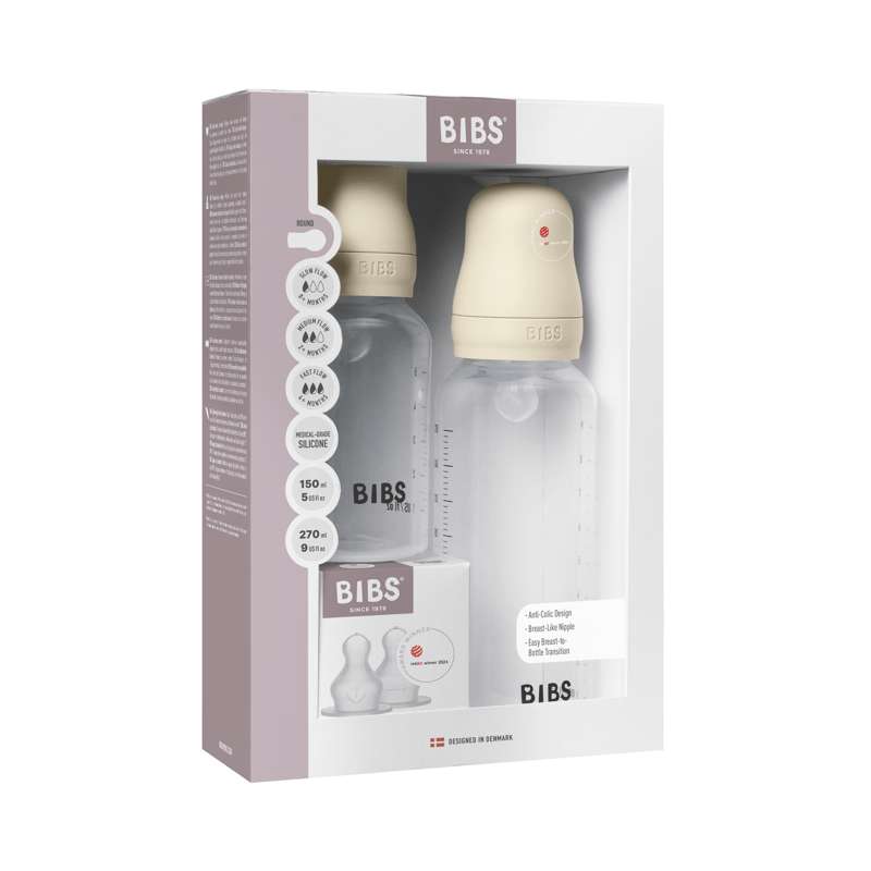 BIBS Flasche - Grow and Flow Sauger-Set - Plastik - Silikon/Rund - 150 ml./270 ml. - 2er-Pack - Elfenbein 