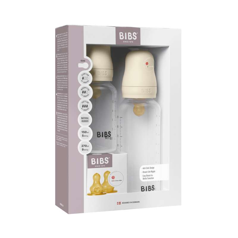 BIBS Flasche - Grow and Flow Sauger-Set - Plastik - Latex/Rund - 150 ml./270 ml. - 2er-Pack - Elfenbein 