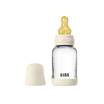 BIBS Bottle - Baby Bottle Set - Glass - Latex/Slow Flow/Round - 120 ml. - Ivory 