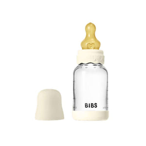 BIBS Μπουκάλι - Σετ πιπίλας - Γυαλί - Μποέμ - Λάτεξ/Αργή ροή/Στρογγυλό - 120 ml. - Ελεφαντόδοντο 