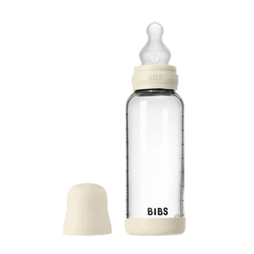 BIBS Palack - Cumisüveg készlet - Üveg - Szilikon/Közepes áramlás/Kerek - 240 ml - Elefántcsont 