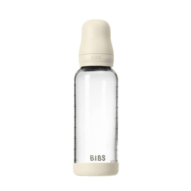 BIBS Bottle - Sutteflaskesæt - Glas - Latex/Medium Flow/Rund - 240 ml. - Ivory