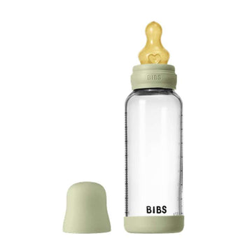 BIBS Bottiglia - Set di biberon - Vetro - Lattice/Flusso Medio/Rotondo - 240 ml. - Salvia 