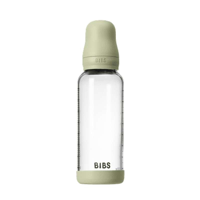 BIBS Bottle - Sutteflaskesæt - Glas - Latex/Medium Flow/Rund - 240 ml. - Sage