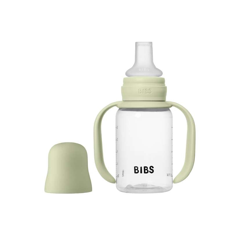 BIBS Flasche - Schnullerflaschen-Set - Plastik - Silikon - Trinkbecher - 150 ml. - Salbei 