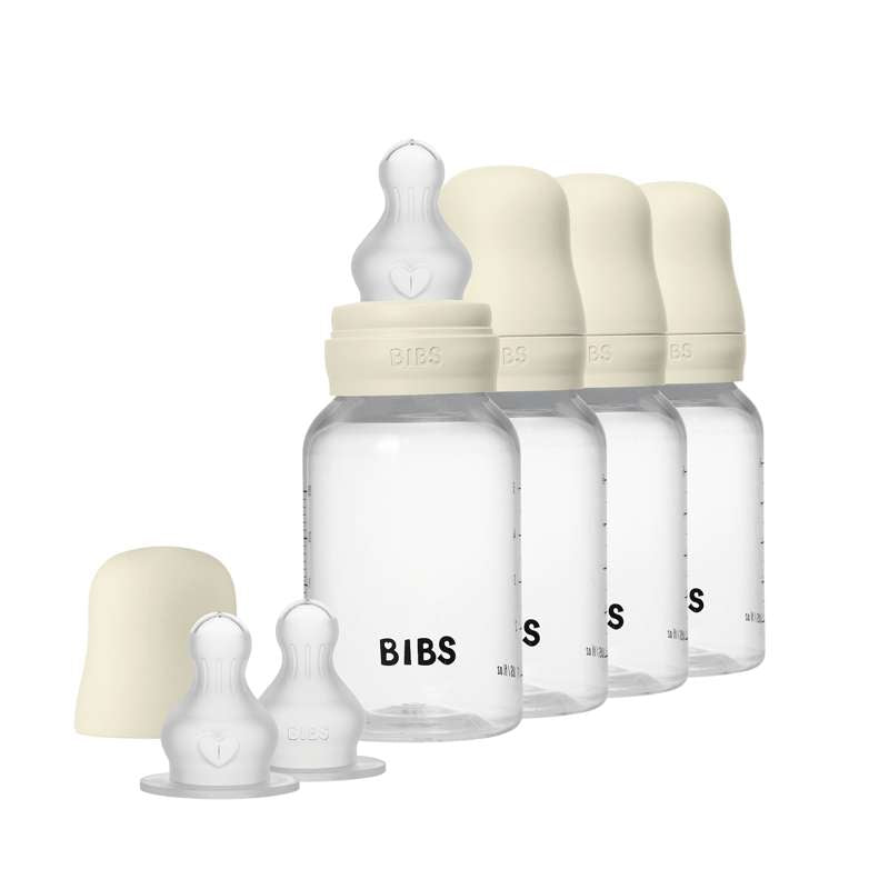 BIBS Láhev - Sada na krmení - 4 ks - Plast - Silikon - 150 ml - Slonová kost 