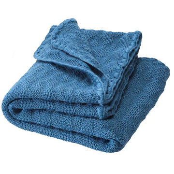 Disana Knitted Baby Blanket - Merino Wool - 80x100 cm. - Dove Blue 