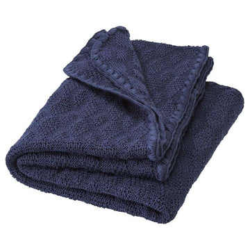 Disana Knitted Baby Blanket - Merino Wool - 80x100 cm. - Indigo 