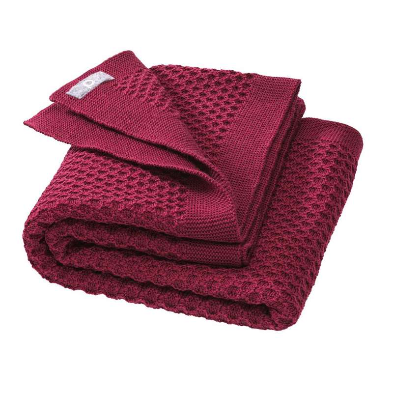 Disana Couverture pour bébé en nid d'abeille - Laine mérinos - 80x100 cm. - Cassis 