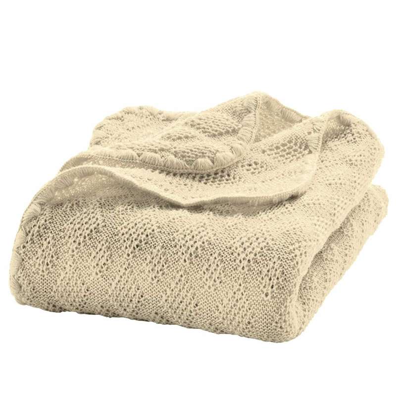 Disana Knitted Baby Blanket - Merino Wool - 80x100 cm. - Natural 