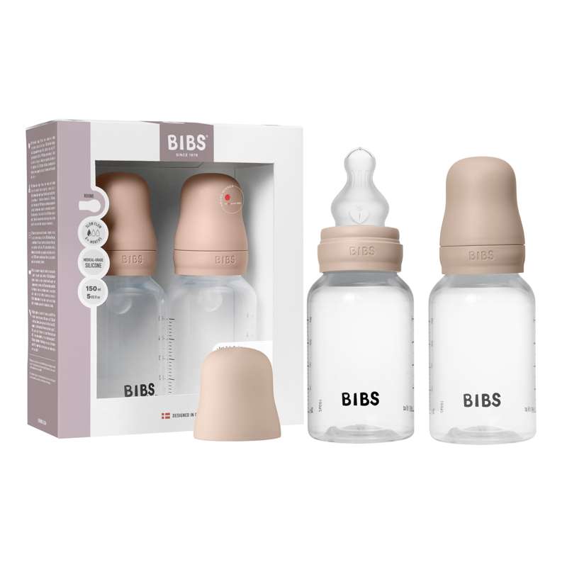 BIBS Bottiglia - Set di biberon - Plastica - 2 pezzi - Silicone/Flusso lento/Tondo - 150 ml - Blush 