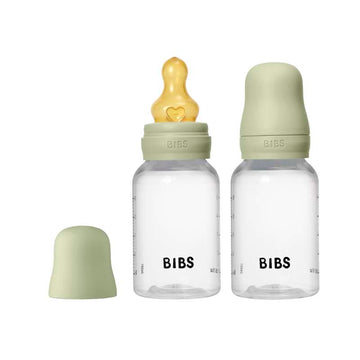 BIBS Biberon - set de biberoane - Plastic - pachet de 2 - cauciuc natural/Debitul lent/Rotund - 150ml - Sage 
