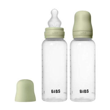 BIBS Steklenička - komplet stekleničk za dojenčka - plastika - 2-pack - silikon/Srednji pretok/okrogla - 270 ml - žajbelj 