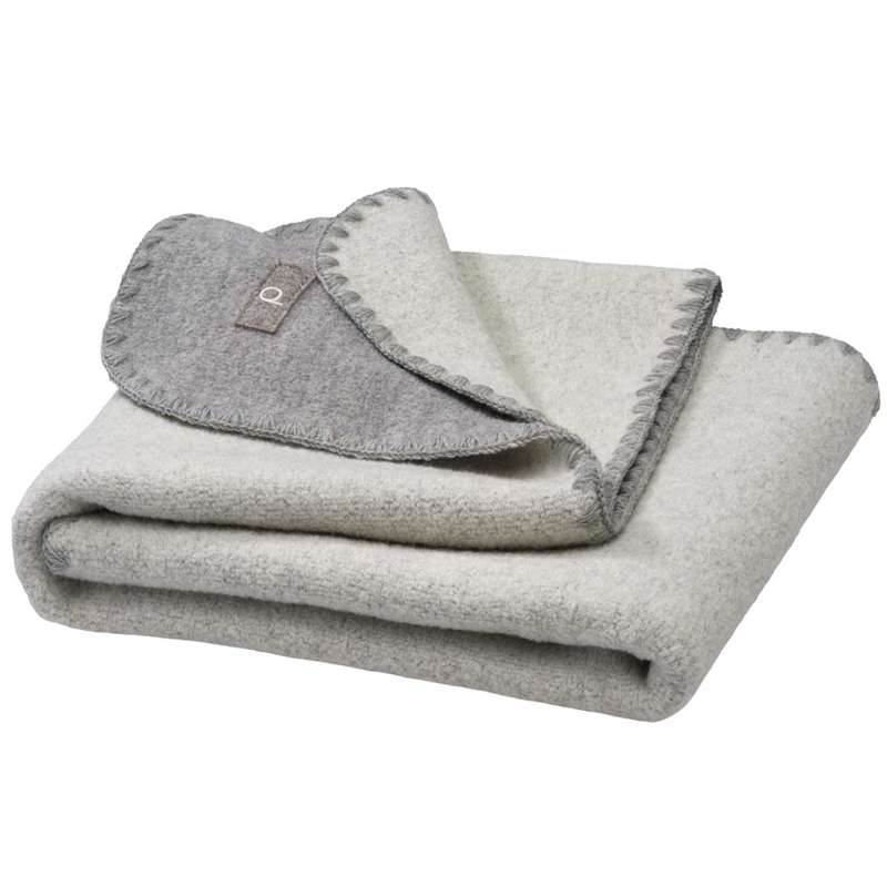 Disana Double-sided Baby Blanket - Merino Wool - 80x100 cm. - Grey/Natural 