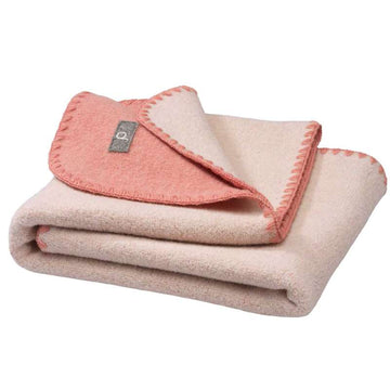 Disana Double-sided Baby Blanket - Merino Wool - 80x100 cm. - Soft Pink/Natural 