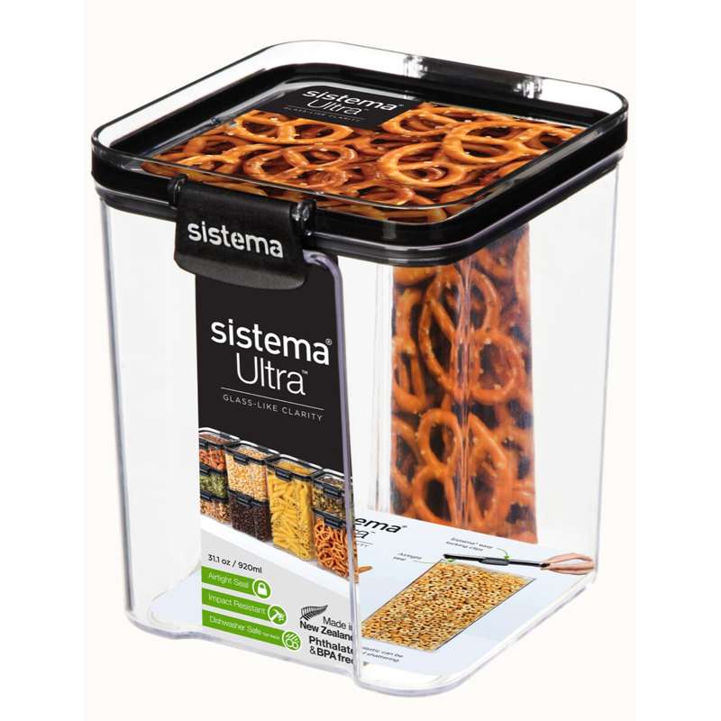 Sistema Conservazione alimentare - Tritan Ultra - Quadrato - 920ml - Nero 