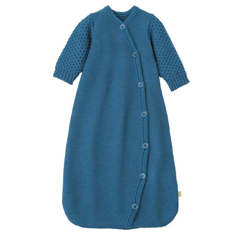 Disana Saco de dormir de punto - Mangas largas - Lana merina - 75 cm. - Azul pálido 