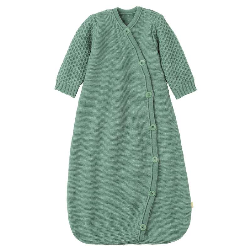 Disana Pletena spalna vreča - dolgi rokavi - merino volna - 75 cm - jade 