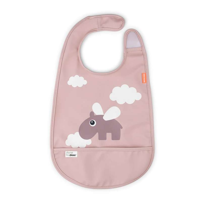 Done By Deer Bib with Velcro Happy clouds Powder 