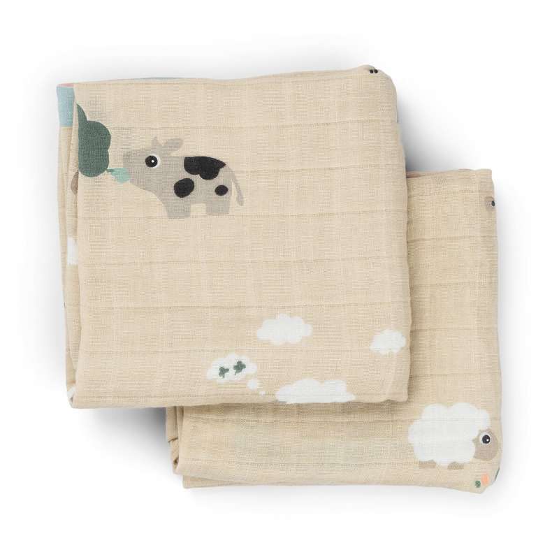 Done By Deer Textil pelenkák - 2 db - Tiny Farm - Homok 