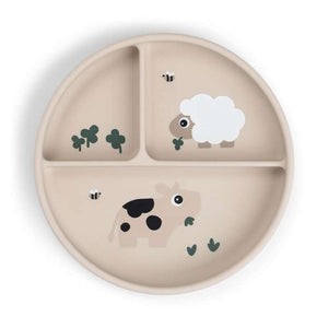 Done By Deer Stick & Stay Assiette compartimentée - Tiny Farm - Sable 
