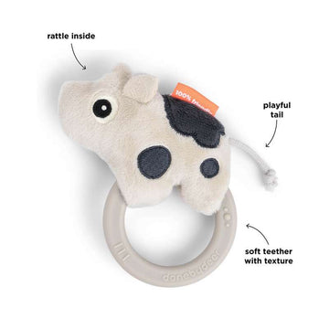 Done By Deer Sensory rattle with teething ring - Dotti - Sand 