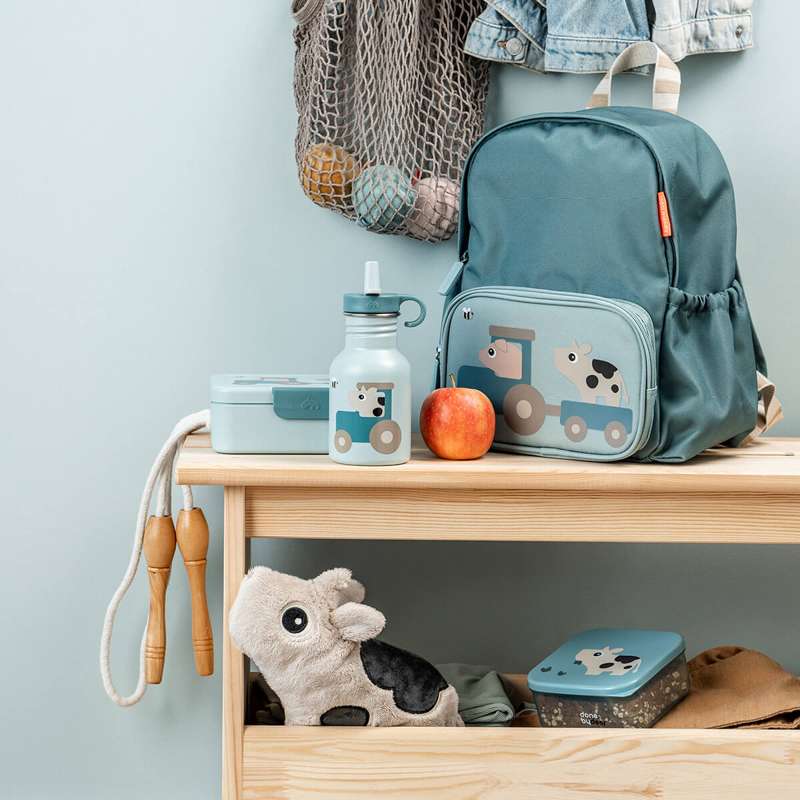 Done by Deer Drikkeflaske - Rustfritt Stål - 350ml - Tiny Farm - Blå 