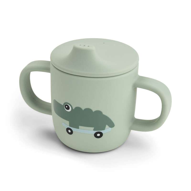 Done by Deer Toad cup with handle - Silicone - Playground - Green 