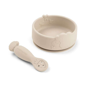 Done by Deer Stick & Stay Bowl and Baby Cup - Silicone - Sheepy - Sand 