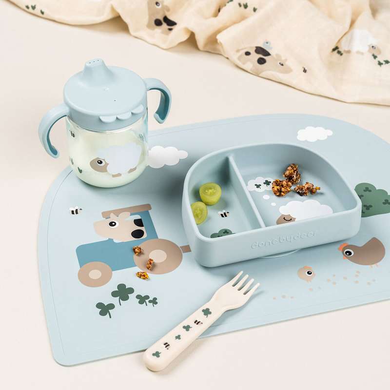 Done by Deer Læringsstudkop m. Håndtak - Tiny Farm - Blå 