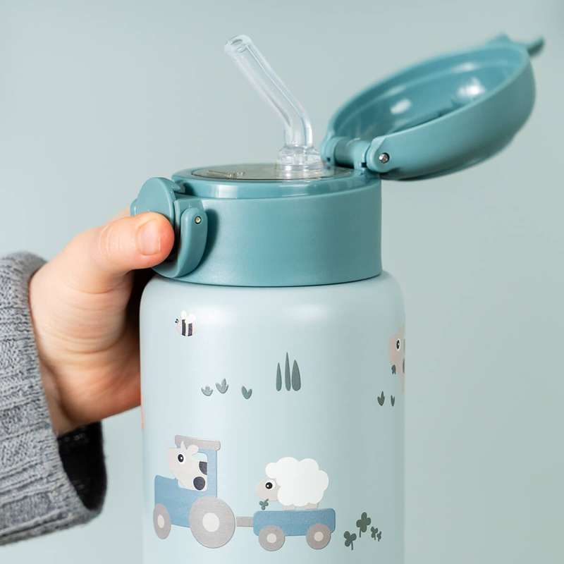 Done by Deer Botella térmica con pajita - Tiny Trails - 340ml - Azul 