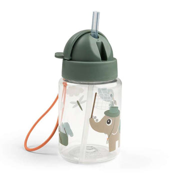 Done by Deer Drinking bottle w. straw - Tiny Trails - 280ml - Green 