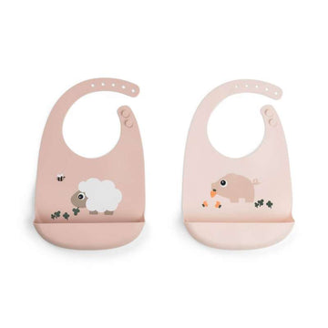 Done by Deer Bib - 2 pcs. - Silicone - Tiny Farm - Powder