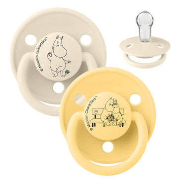 BIBS Rund De Lux Sut - 2-Pak - Onesize - Silikone - Moomin - Moomintroll - Ivory/Pale Butter