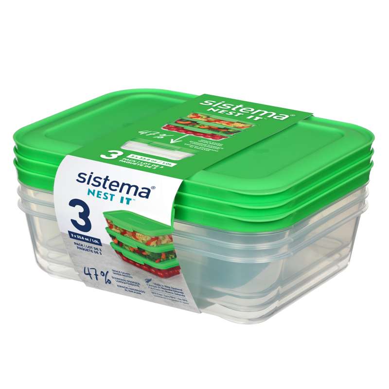 Sistema Armazenamento de alimentos - Nest It - 3-Pacote - 1L - Verde 