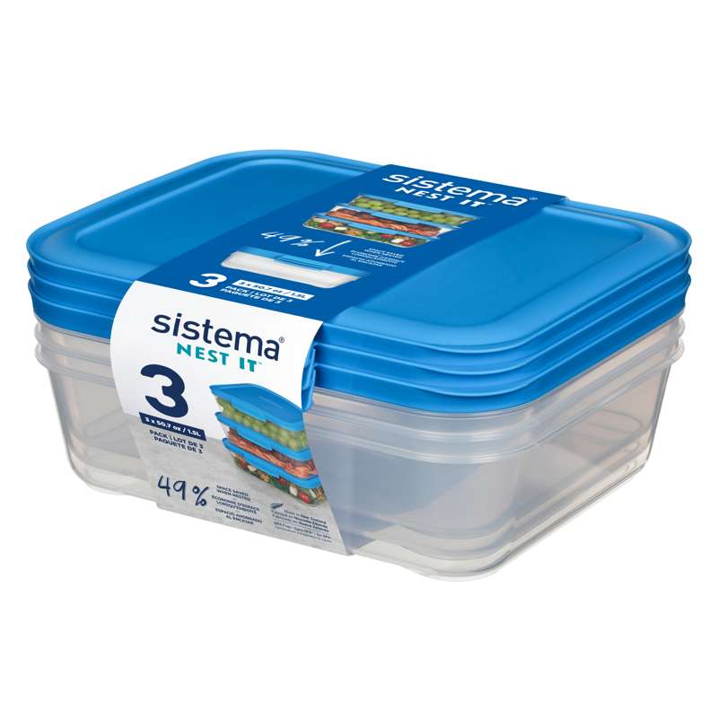 Sistema Voedselopslag - Nest It - 3-Pack - 1.5L - Blauw 